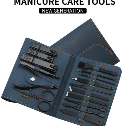 16-in-1 Professional Manicure & Pedicure Grooming Kit – Nail Clippers, Cutters, Ear Pick & Trimmer Set with Travel Case
