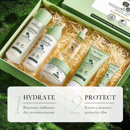 Centella Asiatica Moisturizing Skin Care Set – 6-Piece Facial Repair Kit | Hydrating, Soothing & Skin-Softening Routine for Radiant Complexion